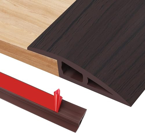 200cm Soglia di Dislivello Pavimento Autoadesivo, PVC Profilo di Transizione Pavimento per Altezze 7-10 mm Tappeti, Pavimenti, Soglie e Bordi(A5010,Venature del Noce Nero)