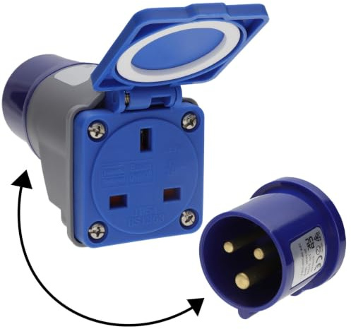 Kenable | Caravan Power Adapter | 240V 16A Commando to 13A UK Socket | IP44 Rated | Camping Site Compatible