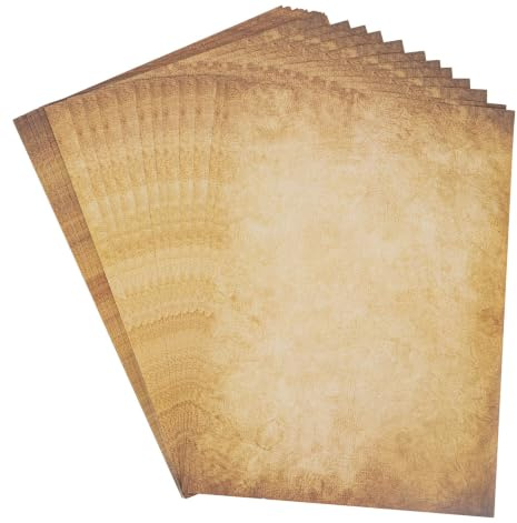 60 Blatt Vintage Briefpapier, A4 Beidseitig Bedruckbar für Brief, Urkunden | 100 g/qm Starkes Urkundenpapier mit Vintage-Look, Antikes Papier für Urkunden, Briefe, Einladungen, Menükarten und Festtage