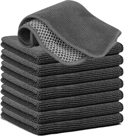 Zyiphor 8er Set Spüllappen Waschbar, 30x30cm Spüllappen Microfaser, Spültücher Waschbar mit Poly-Mesh-Scheuerseite, Wiederverwendbar, Schnell Trocknend, Streifenfrei, Ideal für Küche, Bad und Haushalt