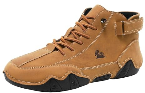 Barfotaskor herr läder sneakers ankelhöga herr promenadskor platt sula sportskor sportiga träningsskor bekväma fritidsskor halkfria utomhusskor enfärgade joggingskor, BRUN, 37 EU