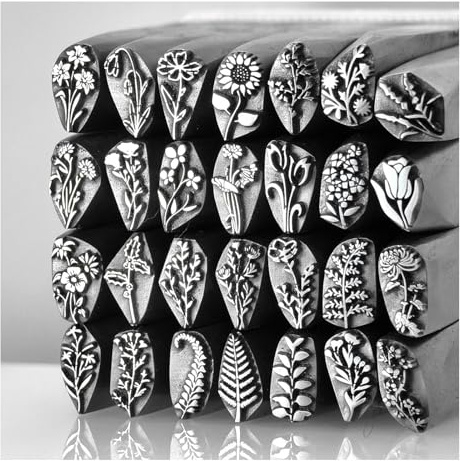 CYHTYM Schlagzahlen 28-teiliges Stempelset aus Karbonstahl für Prägen von Metalldesigns, für Schnitzen von Schmuck, Leder, Holz und Papier