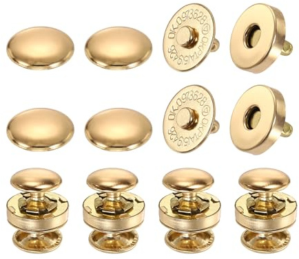 PATIKIL 14 mm magnetiska tryckknappsset, 6 st koppar magnetisk handväska stängning fästspännen ersättningsverktygssats med lock för handväskor handväskor kläder sömnad gör-det-själv hantverk, roséguld