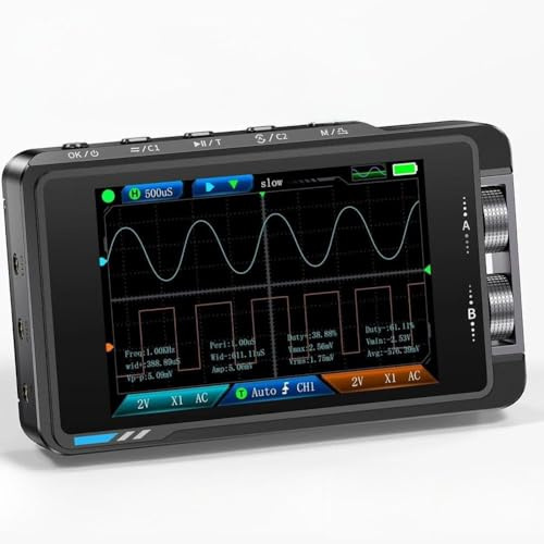 URPIZY Osciloscopio Digital portátil para FNIRSI DS215H con Pantalla pequeña HD + generador de señal, Herramienta de osciloscopio de Dos Canales 2 en 1 de 50 MHz