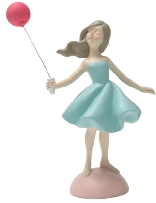 dijiusidy Statua di ragazza che tiene un palloncino per la decorazione, scultura, statuetta, decorazione, artigianato, statua di ragazza in resina lavorata, in piedi