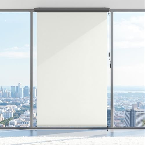 ISOISL Toldo vertical de 250 x 160 cm, toldo vertical de 280 g/m² con manivela, protección solar, privacidad y protección contra el viento para balcón, terraza, color beige