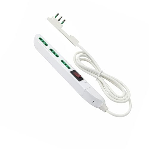 Fanton Multipresa SLIM 1,5 metri 3 prese bipasso, interruttore di sovraccarico con spina piccola CLOCK utile per posti stretti, dietro a mobili e comodini