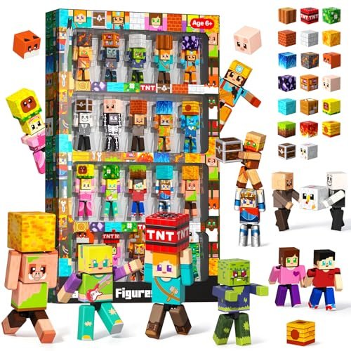 Magneverse 40Pcs Magnetic Action Figures Playset - Magnetic Building Blocks, Magnet Cubes and Rotatable Figures Character Toys for Kids, Birthday Gift for 6+ Year Old Boys Girls (Patent Pending)