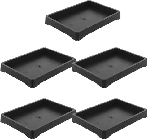 YOSADIER Bandeja de Goteo Rectangular para Macetas de Bonsái, Resina Negra, 5 Unidades, Protege Raíces y Mantiene Limpia la Superficie