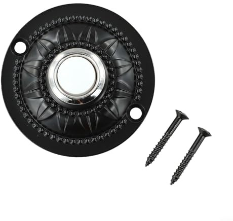 Posheliox Pulsante per campanello cablato illuminato per esterni, pulsante rotondo illuminato in ferro in stile vintage, interruttore di ricambio classico nero a bassa tensione per porta d'ingresso