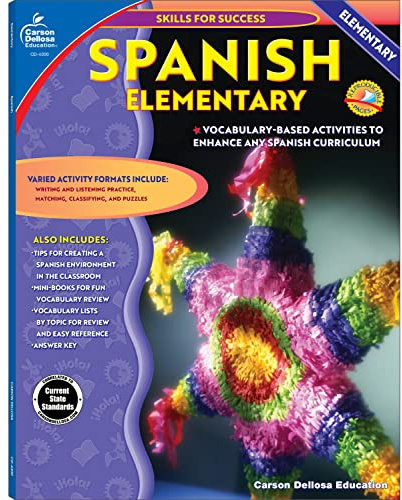Carson Dellosa Skills for Success Elementary Spanish Workbook, Alphabet, Numbers, Basic Sight Words, Sentence Building Skills, and More, Classroom or Homeschool Curriculum