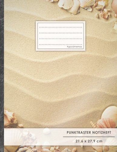 Punktraster Notizbuch • A4-Format, 100+ Seiten, Soft Cover, Register, Sandstrand • Original #GoodMemos Dot Grid Notebook • Perfekt als Bullet Journal, Zeichenbuch, Skizzenbuch, Kalligraphie Buch