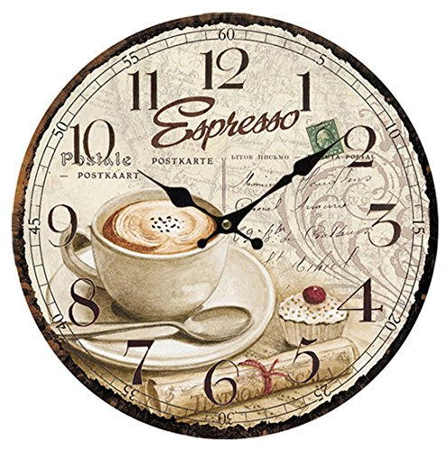 GANADA Orologio da parete vintage da 12 pollici Orologio da parete in legno silenzioso per soggiorno, cucina, ufficio e camera da letto - Caffè