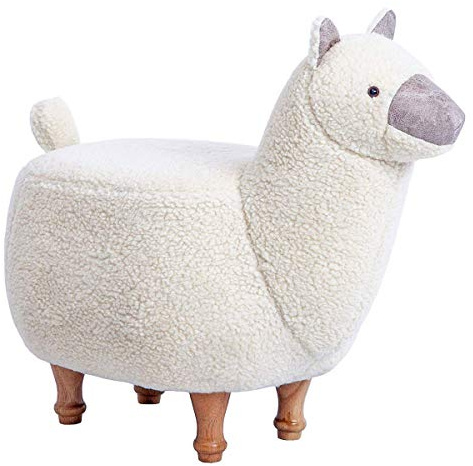 Möbel Akut Tierhocker Polsterhocker Kinder Alpaka Weiß - Hocker Deko Tiere Animals - Stoff Polyester Baumwolle