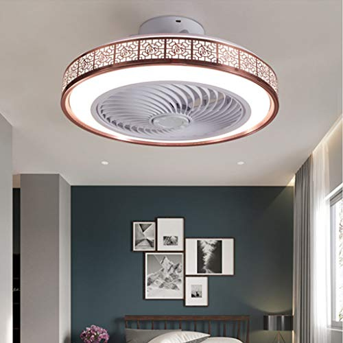 Fan LED Ceiling Lamp Contemporary Ceiling Fan Adjustable with Lighting Remote Control Quiet Fan Dimmable Ceiling Light Wind Speed Bedroom Living Room Can Timing Fan Children's Room Office,Rose Gold