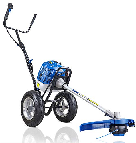Hyundai 17/43cm 52cc Petrol Wheeled Grass Trimmer, Compact and Portable with Foldable handles, 1200ml fuel tank, 3 Year Warranty