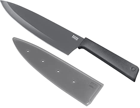KUHN RIKON Colori+ Non-Stick Chef's Knife with Safety Sheath, 30 cm, Grey