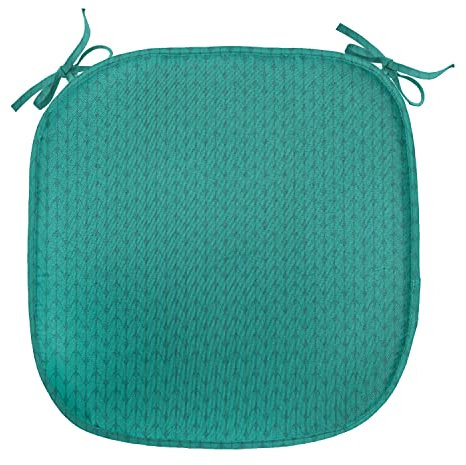 ABAKUHAUS Teal Polster für Esszimmerstühle, Stricken Nähen Hobby, Dekoratives wasserfestes Kissen mit Riemen für Küchensitze, 40 cm x 40 cm, Teal