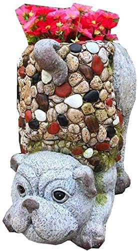 YTOOZ Outdoor-Statue, Gartenskulptur, Harz, Hund, Statue, Skulptur, Gartenhundehandwerk, Outdoor-Pflanze, Blumentopfbehälter, Ornament-Dekoration, H28 cm, Geschenk