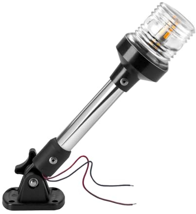 DDL Anchor Light,White LED Stern Light for Boat 3 Nautical Mile Bimini Top Lights Fold Down Pontoon Light All Round 360 12~24V, 9''