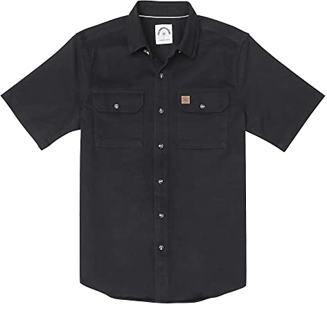 Dubinik®jeansskjorta för män, kortärmad jeansskjorta, fritidsskjorta, strykfri, normal passform, vintage, västerländsk, skjorta, män, kortärmad, Svart 15, L