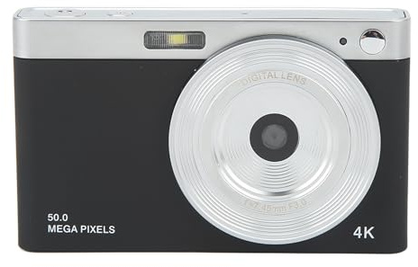 Cámara Digital 4K, 16X Zoom 50MP AF Autofocus Vlogging Camera, 2.88in IPS HD Cámara sin Espejo con Batería, Luz de Relleno LED Mini Cámara Compacta Portátil para Tomas Macro, Adolescentes(Negro)