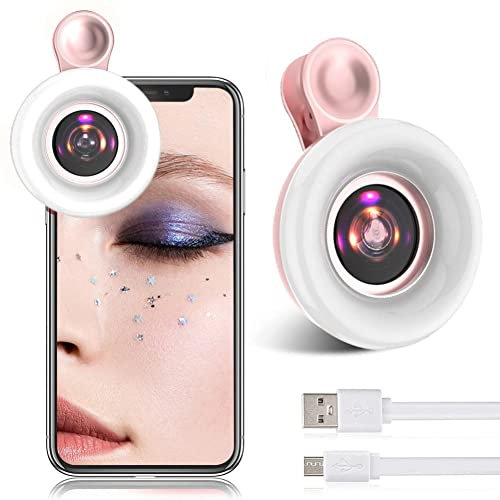 Mobile Phone Fill Light 15x Macro Lens Portable Selfie Led Ring Flash Light Phone Selfie Lamp Universal Ring Clip Light