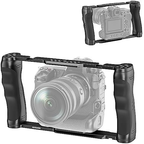 NEEWER Video Camera Cage Rig con Base Arca/Doppia Maniglia/Fori di Espansione/Aste 15mm, Stabilizzatore Universale Compatibile con Sony Canon Nikon DSLR/DSLM, Compatibile con SmallRig Accessori, CA016