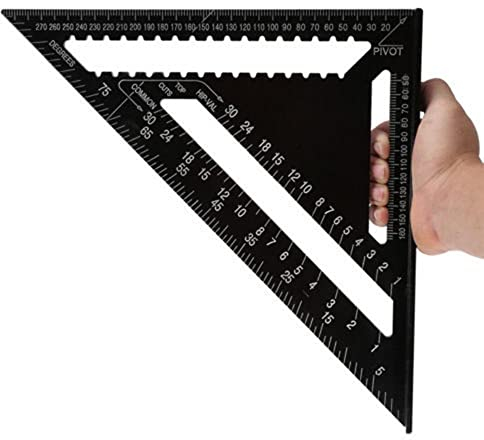 OUSIKA Präzisions-Holzbearbeitungswerkzeuge, Lineal, Dreieckslineal, 7/12 Zoll, metrisches Aluminiumlegierungs-Dreieck, Winkelmesser, Geschwindigkeit, quadratisches Messlineal for den Bau von Rahmenwe
