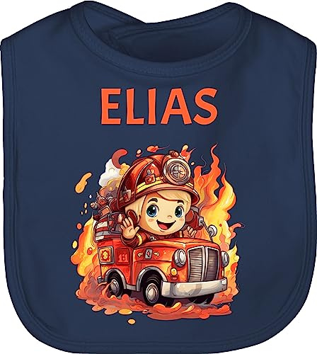 Geschenk mit Namen personalisiert by Shirtracer - Baby Lätzchen - Feuerwehr - Geschenk Feuerwehrmann mit Name personalisiert I Löschfahrzeug Motiv
