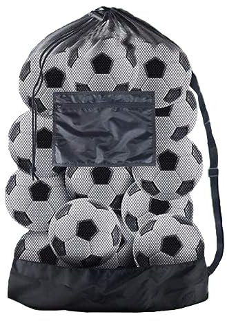 TRKETK Grand Sac à Ballon en Maille Filet, Bretelles Réglables, Équipement de Plongée, Capacité 10-15 Ballons, Bandoulière, Rangement pour Football, Volley-Ball, Rugby (75x100 cm)