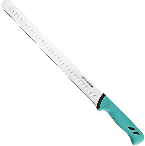 YOUSUNLONG Cuchillos de trinchar Ultimate - Cuchillo Jamonero 356mm - Acero Molibdeno Alto Carbono - Cuchillo Curvo para Pecho con Mango de Santoprene