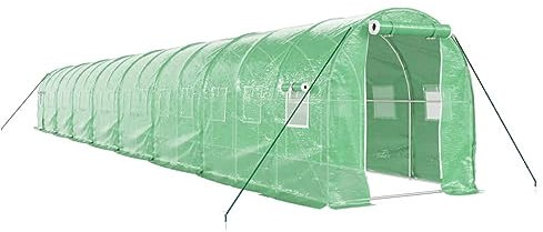 vidaXL Serre avec Cadre en Acier Vert 32 m² 16x2x2 m