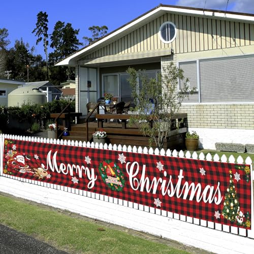 LSUO BAOFU Striscione natalizia, striscione di Natale, per esterni, da giardino, per porta, per Natale, balcone, decorazione natalizia (296 x 48 cm)