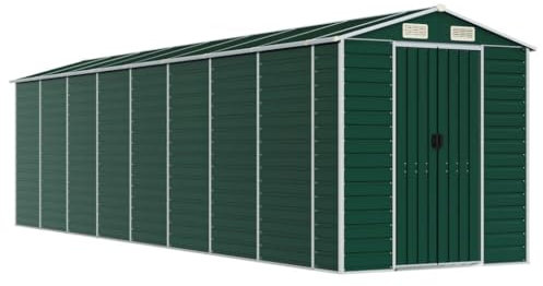 vidaXL Garden Shed | Green | Galvanised Steel | Large | Garden Shed