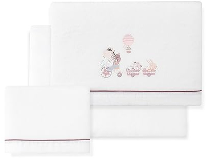 Juego de Sábanas para Minicuna de CORALINA Jirafa Bicicleta en blanco y maquillaje · Sábanas de Invierno para bebés