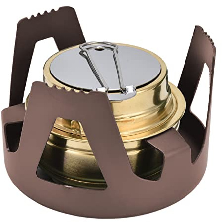 Otufan Réchaud De Camping, Réchaud à Liquide Portable Vaporisable Coupe-Vent avec Support, Brûleur à Alcool, Accessoires De Camping pour Le Camping en Plein Air(Brun)