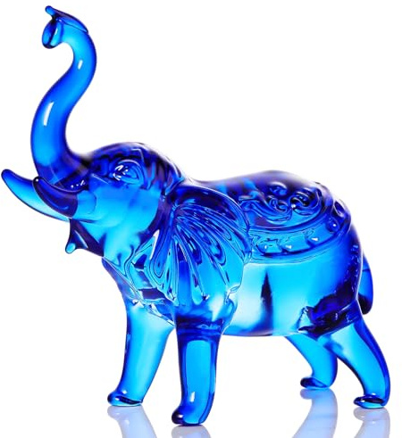 YWHL Figura de Elefante de Cristal Azul, Regalo para Mujeres y Hombres, Estatua de Elefante de Cristal para decoración del hogar y la Oficina, Animales artísticos Hechos a Mano coleccionables