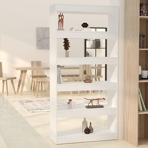 CKioict Eckvitrine Modernes Standregal Wohnzimmermöbel Bücherregal/Raumteiler Weiß 80x30x166 cm Holzwerkstofffür Wohnzimmer, Schlafzimmer, Büro