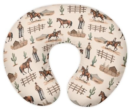 Tongluoye Cow Boy Nursing Pillow Cover for Baby Boys Breastfeeding Pillow Slipcover with Hidden Zipper Nursing Pillow Case for Newborn Girls Horse Breast Feeding Pillowcases Stain Resistant Beige