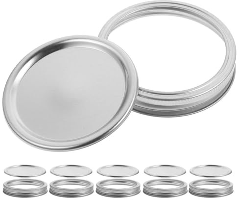 Ciieeo Wide Mouth Mason Jar Lids 86Mm Tinplate Canning Lids Replacement Set Airtight Leakproof Sealed Covers with 6 Sealing Lids and 6 Rings for Food Storage and Preserving