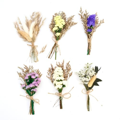 Mini Getrocknete Blumenstrauss, 6 Bündel Trockenblumenstrauß DIY Trockenblumen für Bilderrahmen Kunst Handwerk Tägliche Heimdekoration Hochzeitsdekoration