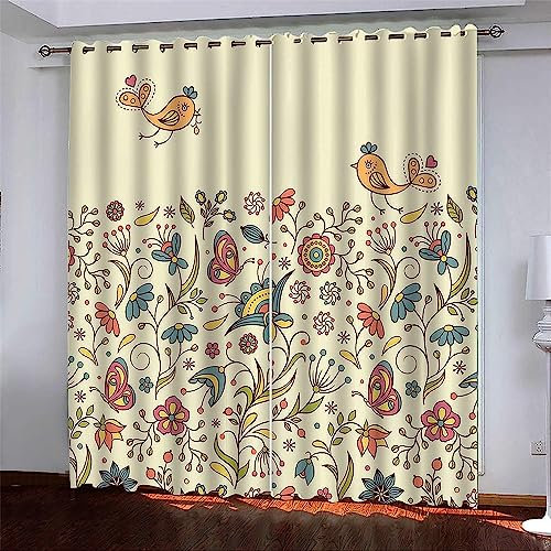 3D Verdunkelungsvorhang Ösen Schmetterling Vogel Blume,2Er Set Gardinen Wohnzimmer Gardinen Blickdicht Kinder Vorhänge Schlafzimmer Dekoschals Gardine 2 X 150 X 280 cm -3B1D6D8Y9P2Q7I5T9D2J2Z8K4K2L7L