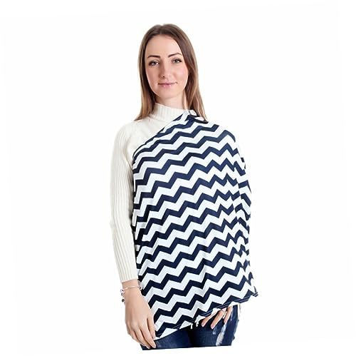 Stilltuch mit Wellenmuster in Navy aus Milk Shred, Multifunktional | Winddichte Abdeckung, Leicht Mitzunehmen, Atmungsaktive Ausführung, Damenschal für Frauen