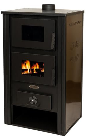 Stufa a legna con forno in acciaio ADA 12,2 KW L 57 x P 46 x H 105 Bordeaux