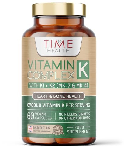Vitamin K Complex | High Strength 6700ug Per Serving | 60 Capsules | Triple Mix K1 + K2 (MK-7 + MK-4) | Heart & Bone Support | Additive Free | UK Made to GMP Standards | Vegan (60 Count (Pack of 1))