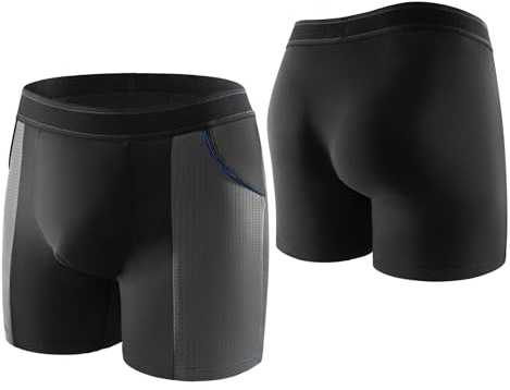 Carer 2er Pack Bambus Inkontinenz Boxershorts Herren, 100ml Absorption Waschbare Wiederverwendbare Inkontinenz Unterwäsche Leichte Atmungsaktive Auslaufsichere Unterhosen, Schwarz Größe 2XL