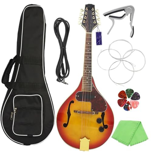 Mandolin Instrument Kit Electric Mandolin Set 8 Strings A Style Electric Mandolin With Case Strings For Beginners Practice Instruments(Set)