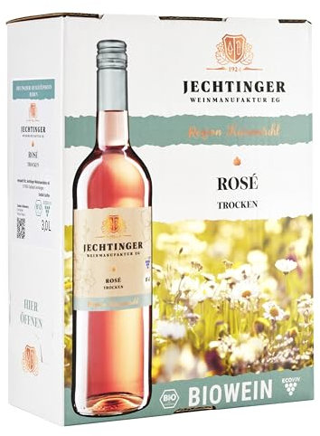 Jechtinger Bio Rosé trocken Wein-Box - SILBER 2025 AWC Vienna - Roséwein QbA trocken mit Aromen von Erdbeere & Himbeere - Bio-Wein aus Baden (1 x 3,0 l Bag-in-Box)