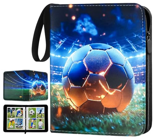 Fussball Karten Sammelalbum, 50 Seiten 400 Karten Kapazität, Sammelalbum Fußball Karten PU Wasserdichte Karten Halter mit Reißverschluss, Ein Geschenk für Kartenliebhaber